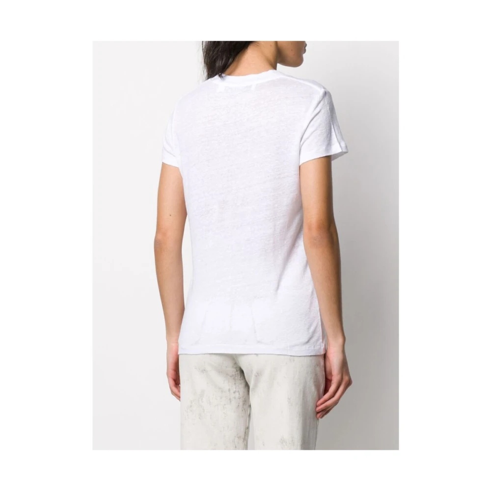 IRO Witte Linnen Burn-Out V-hals T-shirt White Dames
