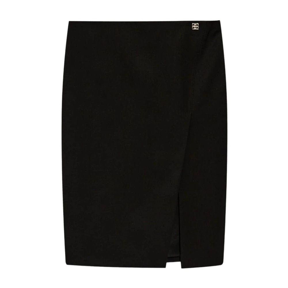 Givenchy Zwarte Rok met Metalen Logo Opening Black Dames