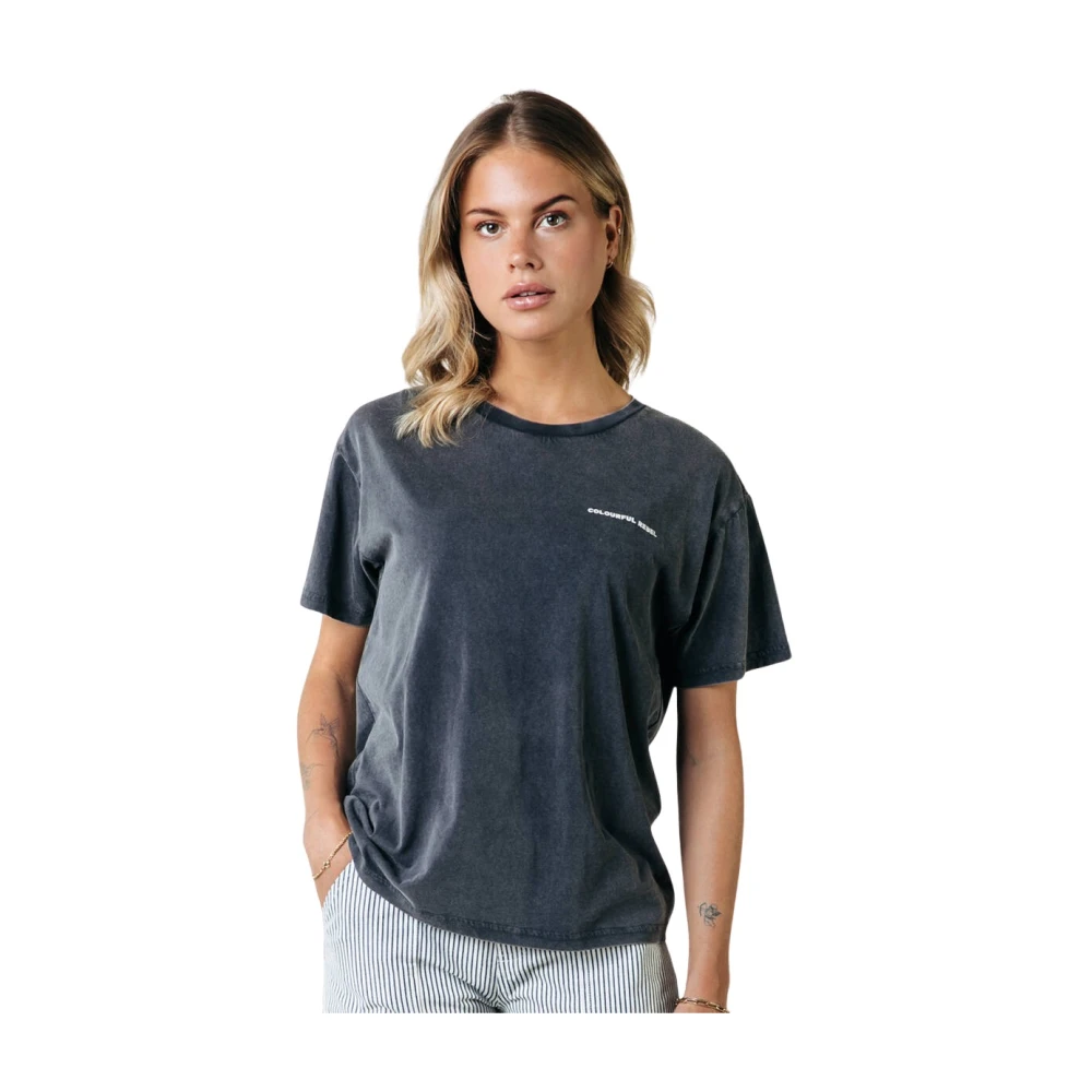Colourful Rebel Concert Acid Wash Loosefit Tee Gray Dames