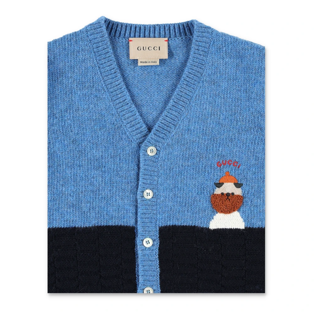 Gucci Blauwe Gebreide Look Cardigan Aw24 Blue Heren