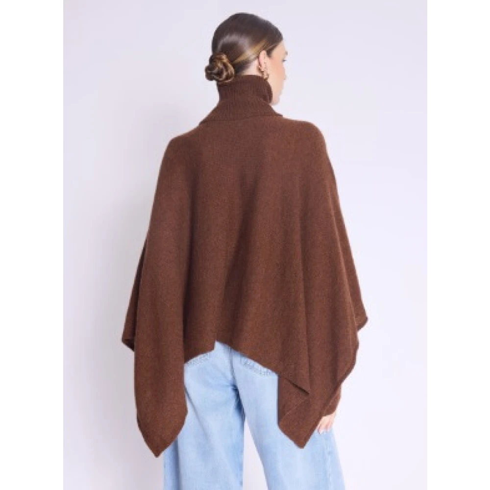 Berenice Turtle Neck Cashmere Poncho Brown Dames