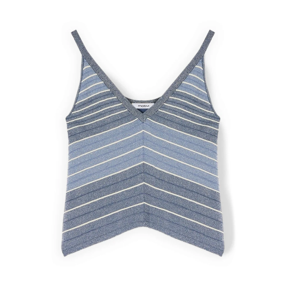 Motivi Donna Blu - Striped Lurex Blend Knit Top - Tops - L