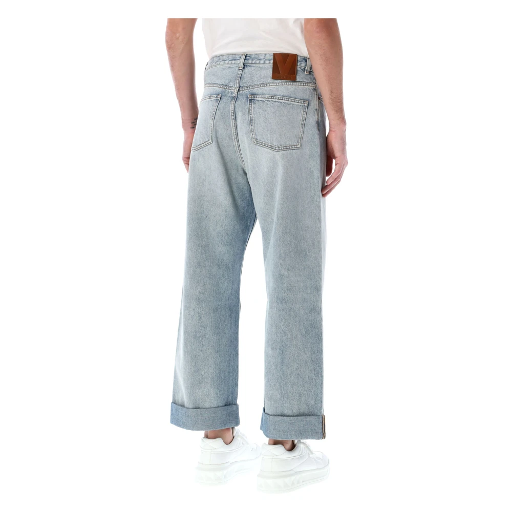 Valentino Garavani Denim Broek met Omgeslagen Zoom Blue Heren