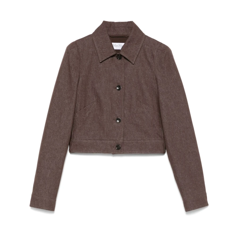 Max Mara Women's Brown Light Jackets,, Buttoned Jacket With Shoulder Pads Small