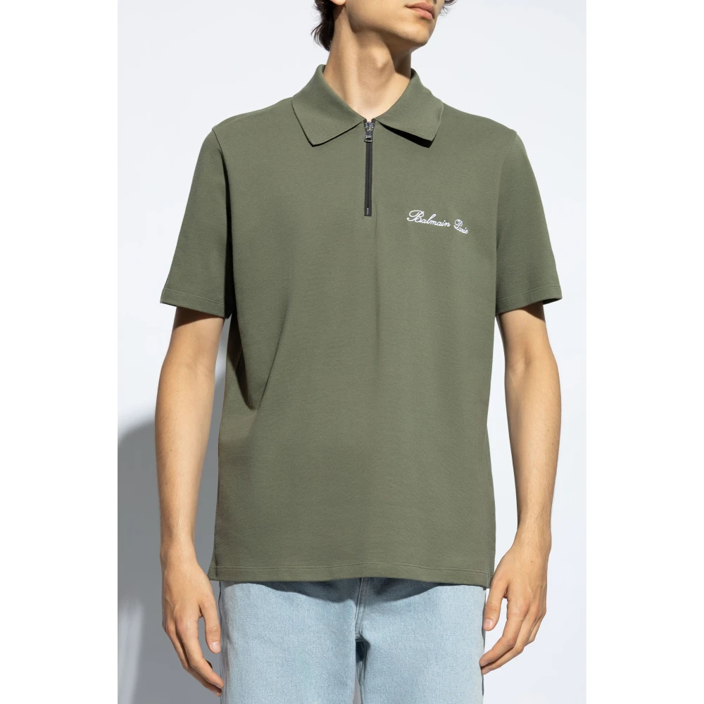 Balmain Polo met logo Green Heren