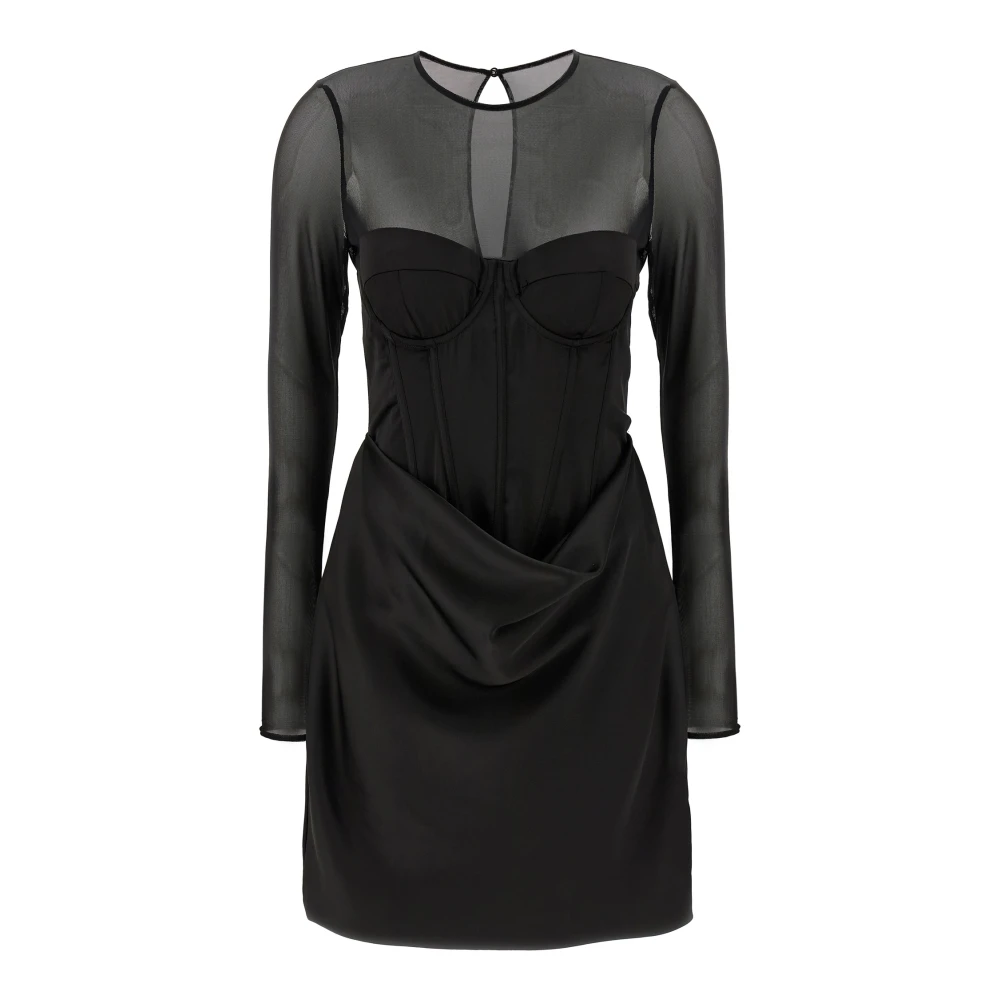 Rotate Birger Christensen Svart Satin Corset Mini Dress