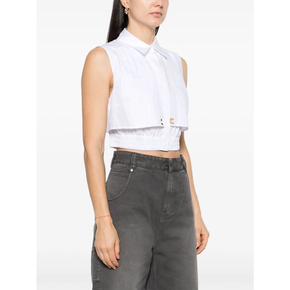 Elisabetta Franchi Witte Mouwloze Blouse Elastische Zoom White Dames