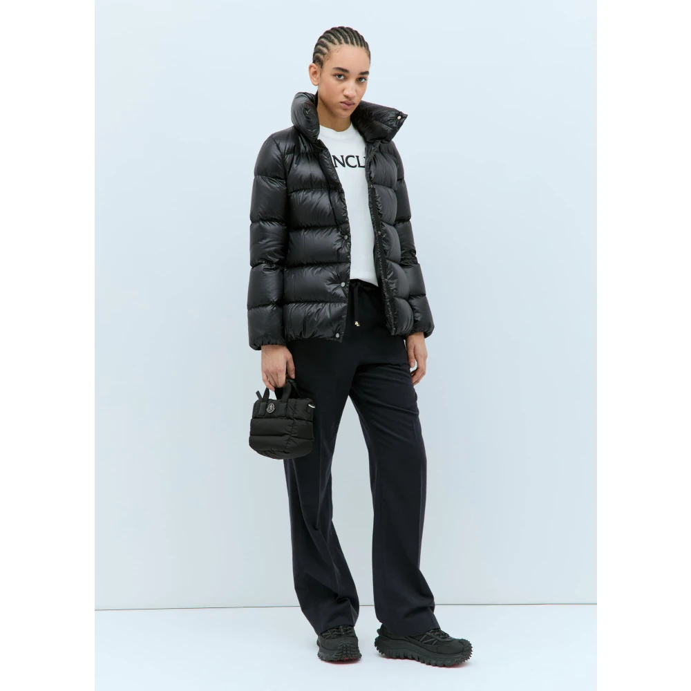 Moncler Korte donsjas met opstaande kraag Black Dames