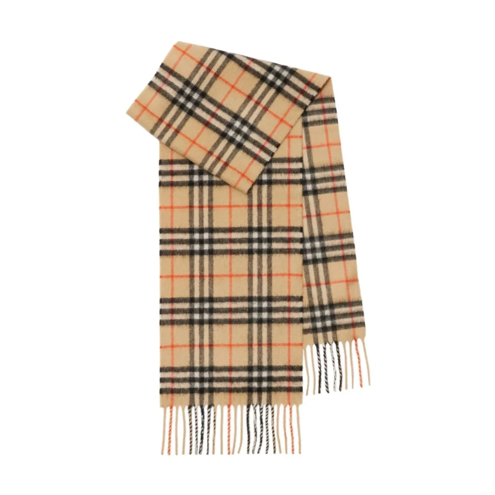 Burberry Unisex Kids Beige Check Cashmere Scarf - Scarves - One Size - Kids