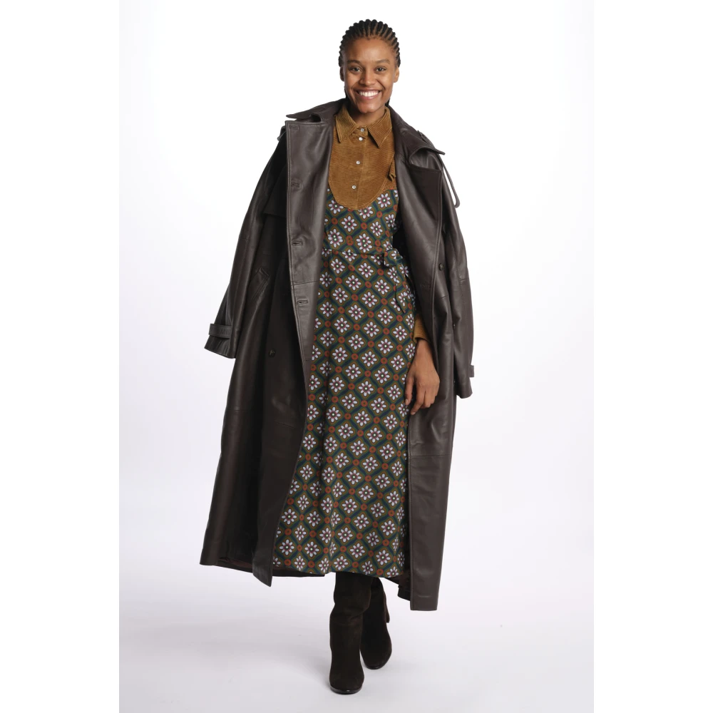 Max Mara Groene Pianosa West Print Zijde Katoen Jurk Green Dames