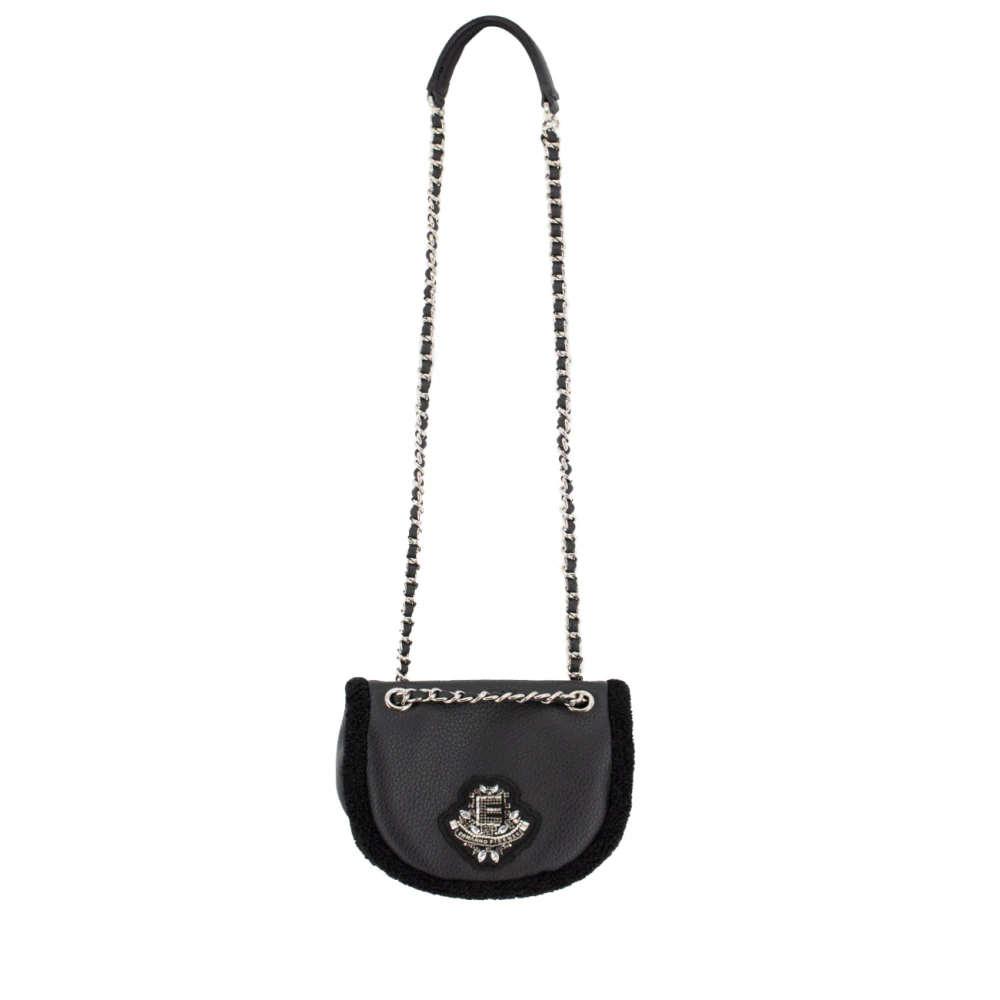 Ermanno Scervino Schapenvacht Mini Schoudertas met Bontafwerking Black Dames