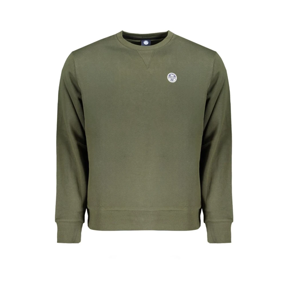 North Sails Men's Green Brushed Cotton Sweatshirt With Applique Logo
