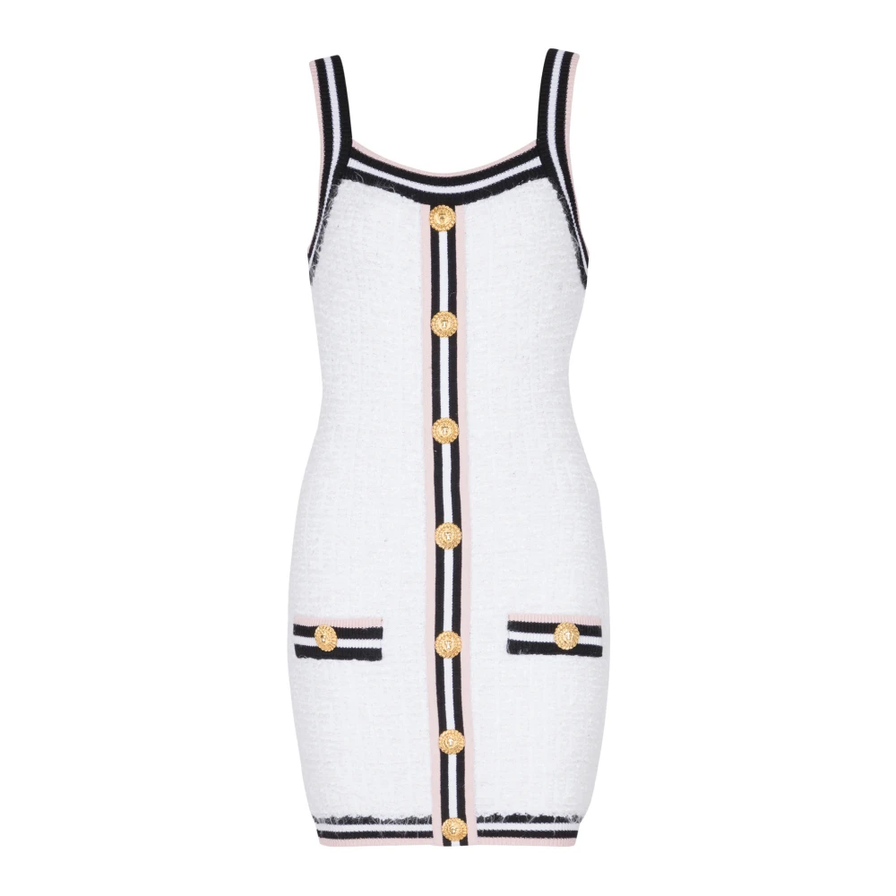 Balmain Geknoopte Mini Jurk White Dames