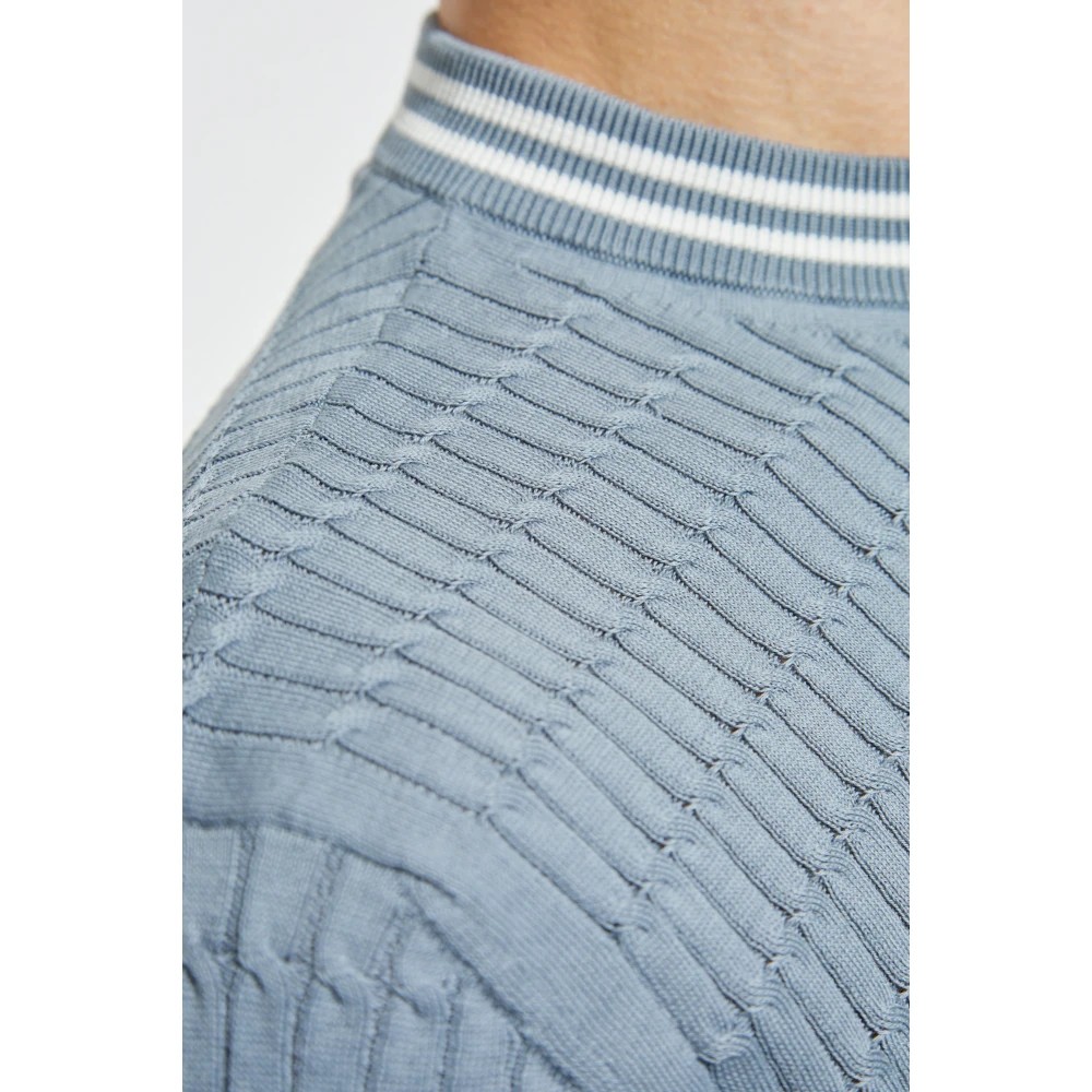 Eleventy Katoenen T-shirt met decoratieve weefsel Blue Heren