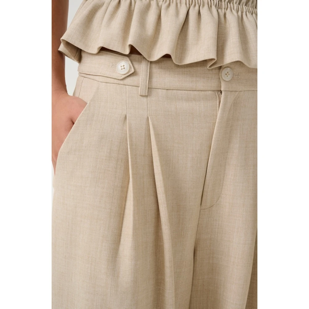 Gestuz Zwarte Wijde Pijp Broek met Zakken Beige Dames