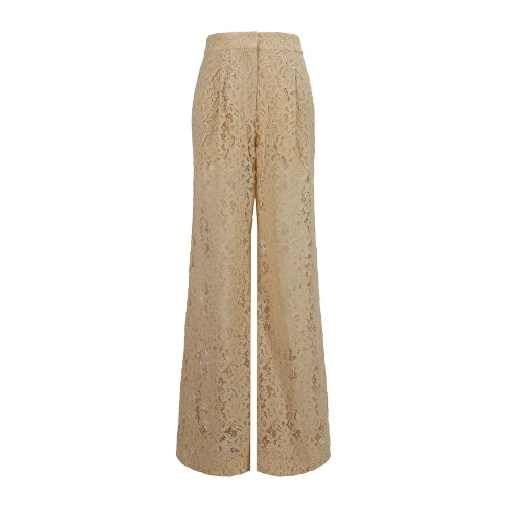Zimmermann Wijde katoenen broek met geperforeerd kant Beige Dames