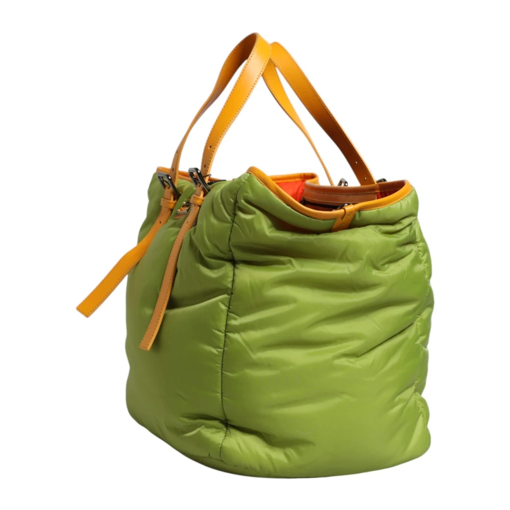 Dolce & Gabbana Groene Nylon Logo Plaque Crossbody Tas Green Dames