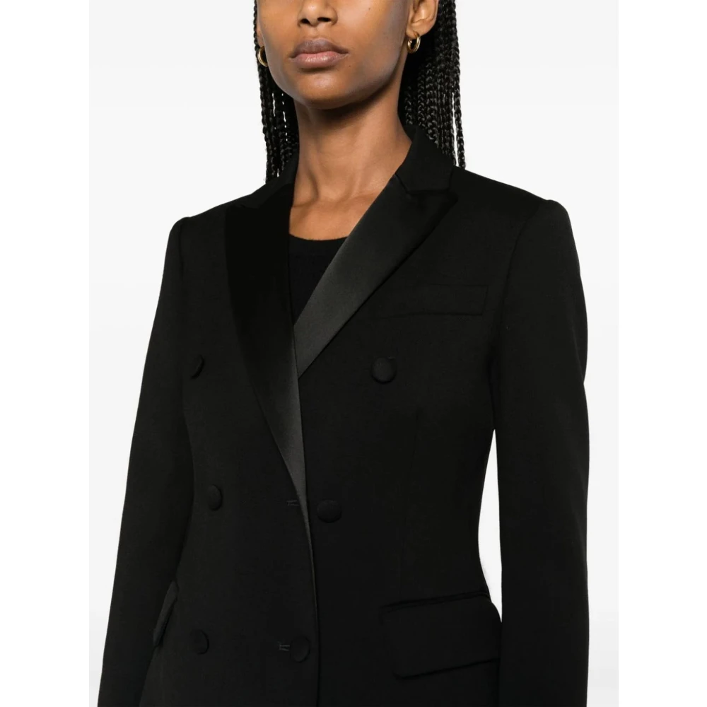 P.a.r.o.s.h. Zwarte Wollen Double-Breasted Blazer Black Dames