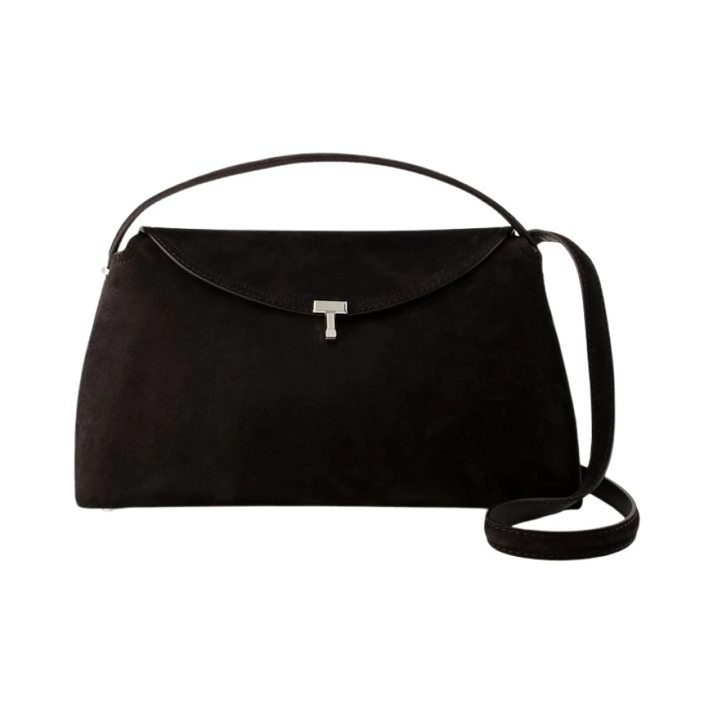 TotêMe Bruine leren crossbody tas met handvat Black Dames