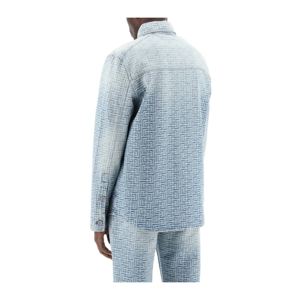 Balmain Casual Katoenen Overhemd voor Mannen Blue Heren