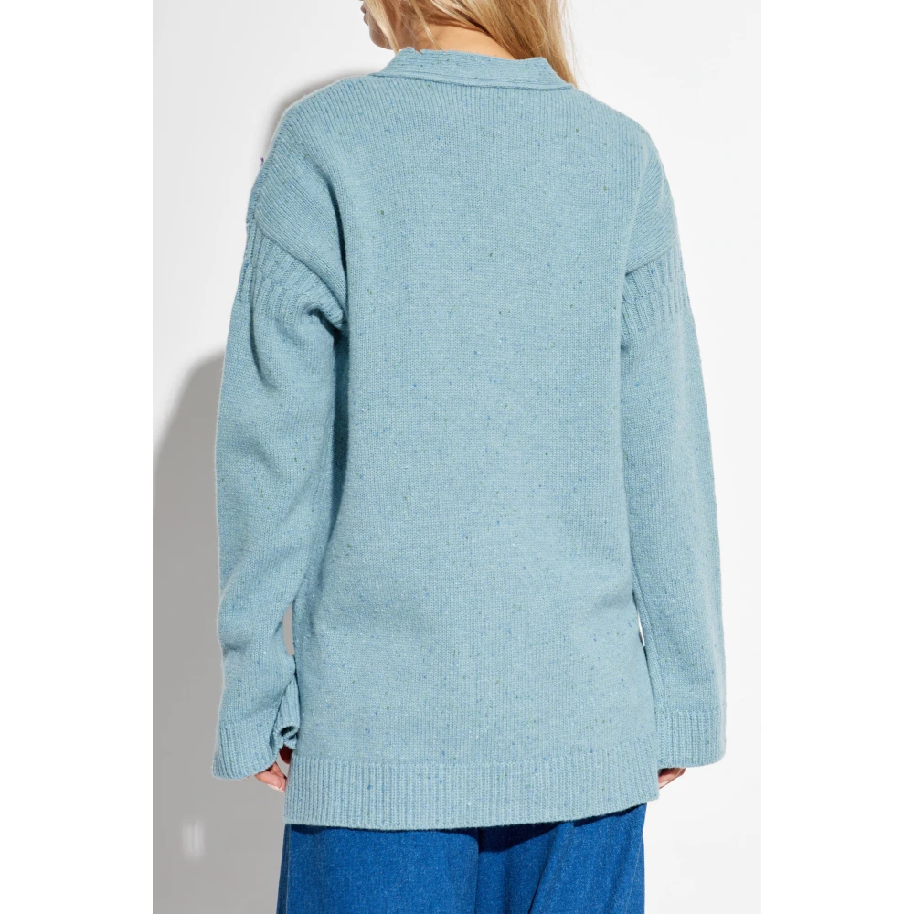 Marni Vintage Effect Cardigan Blue Dames