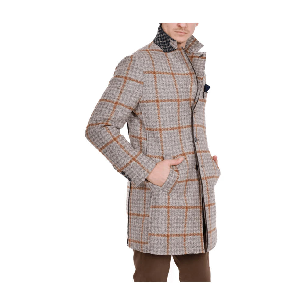 BOB Korte Geruite Beige Jas Multicolor Heren