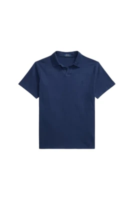 Cotton-Linen Johnny-Collar Polo