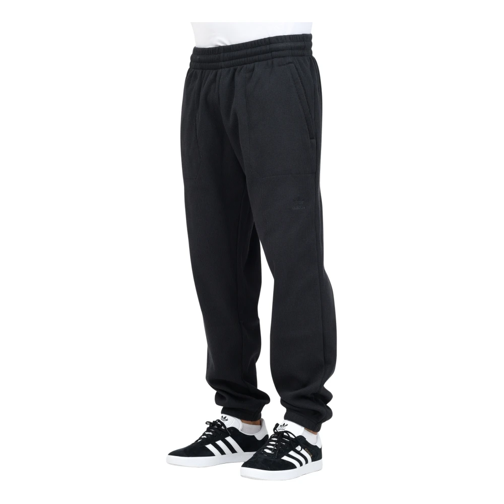 adidas Originals Zwarte Sportieve Wafel Essentials Broek Black Heren