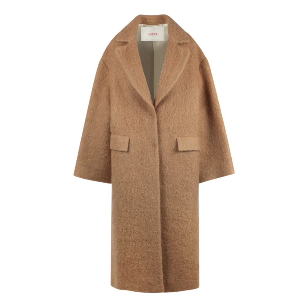 Jucca Wollen en Mohair Jas met Kimono Mouwen Brown Dames