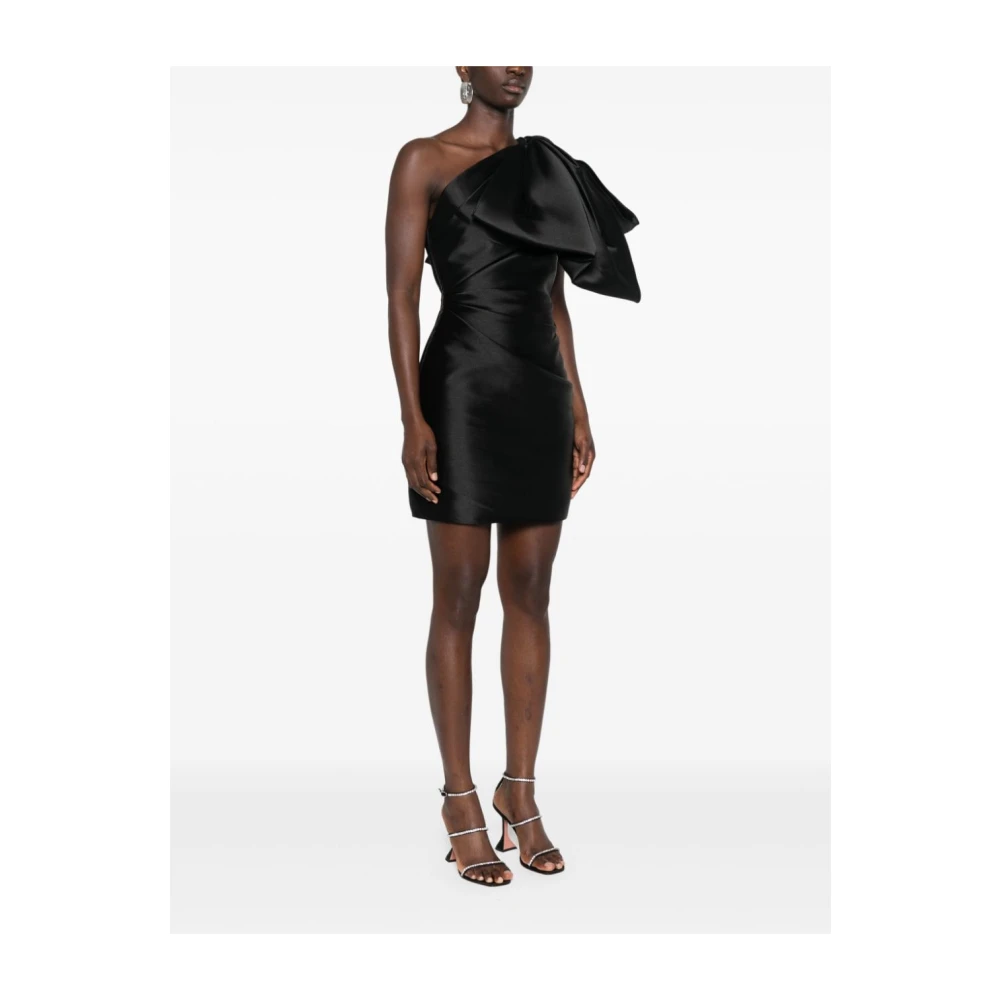 Solace London Zwarte Eén-Schouder Boog Jurk Black Dames