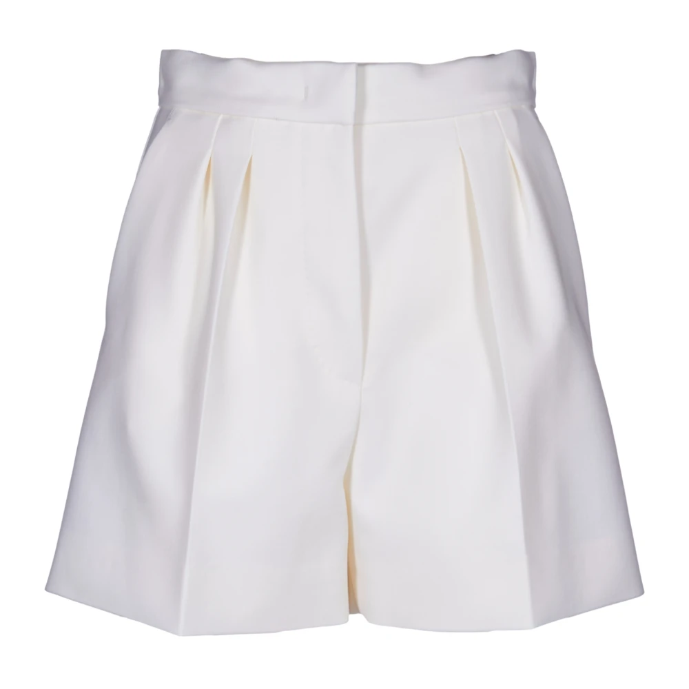 Max Mara Hoge Taille Witte Wollen Shorts White Dames