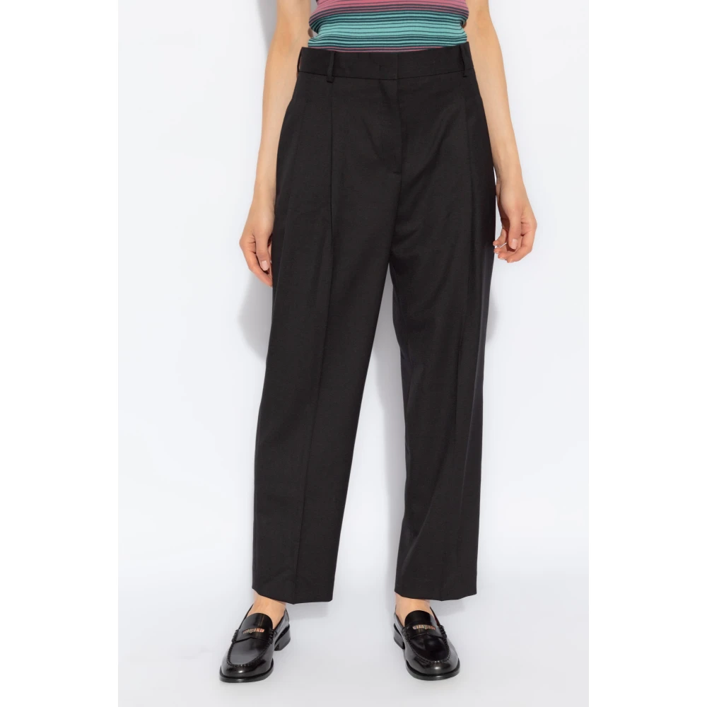 Paul Smith Wollen broek met plooien Black Dames