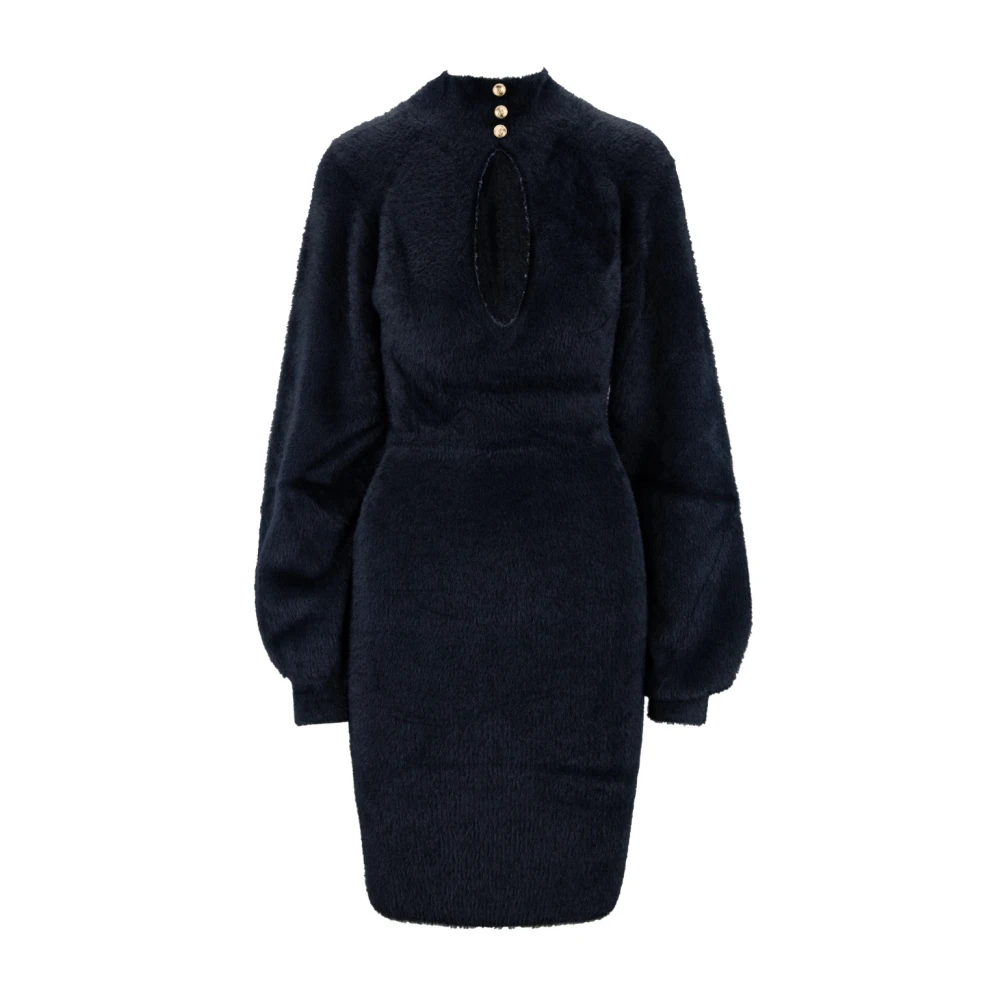 Elisabetta Franchi Korte jurk met hoge hals Black Dames