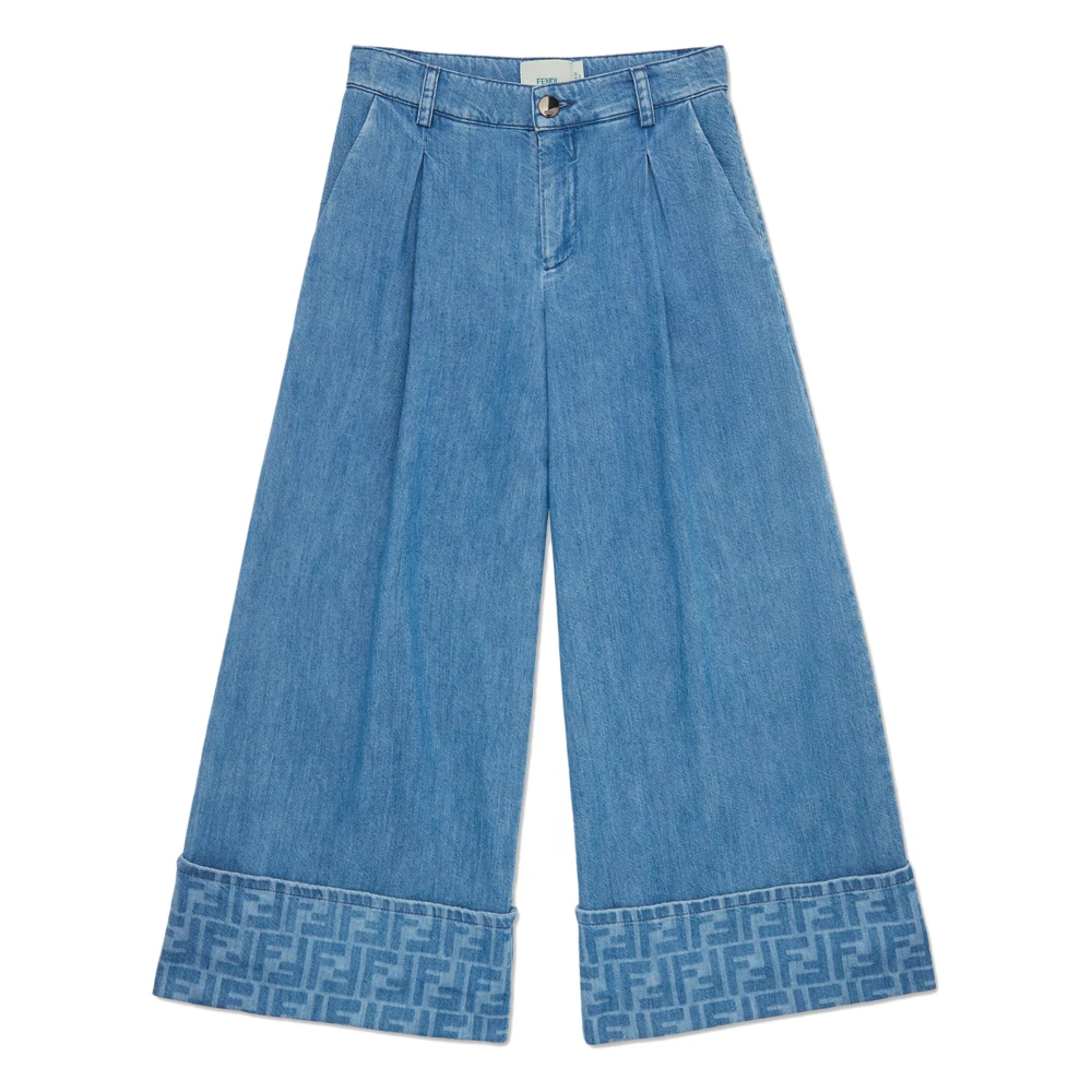 Fendi Girls Blue Jeans, 8 Y, Palazzo Trousers