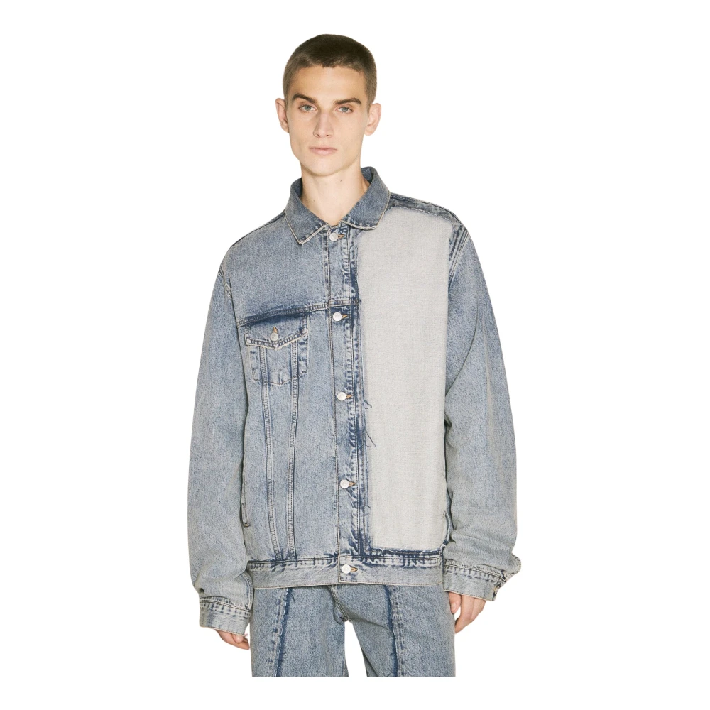 MM6 Maison Margiela Versleten Denimjack Binnenstebuiten Paneel Blue Heren