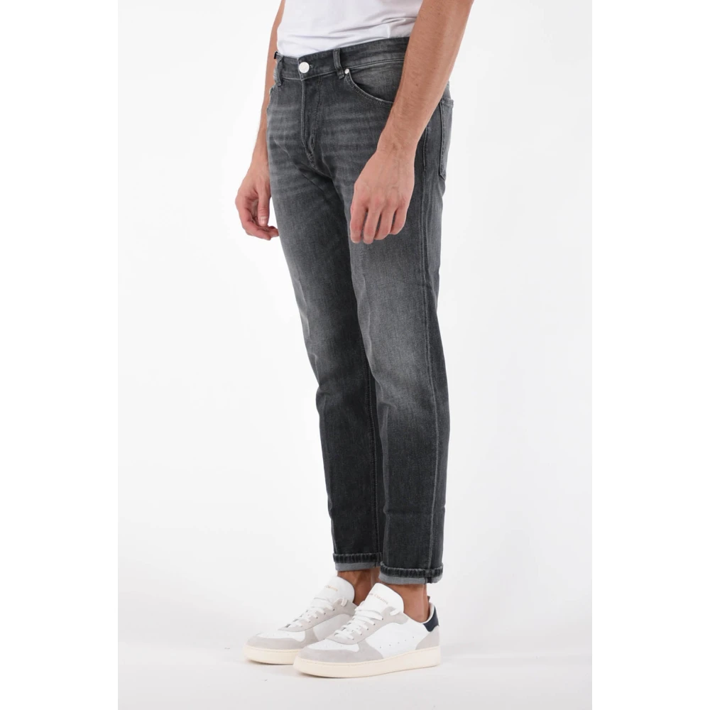 PT Torino Skinny Fit Jeans met Leren Logo Gray Heren