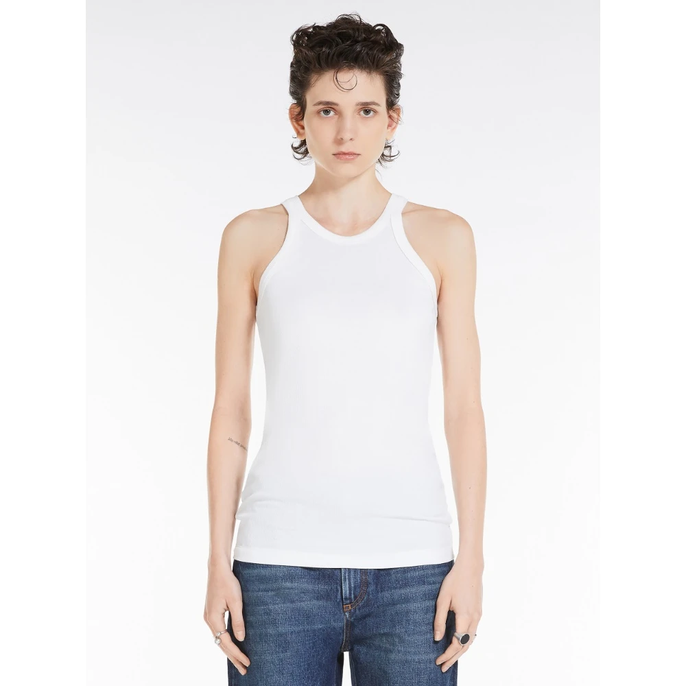 SPORTMAX Geribbeld Jersey Tanktop White Dames
