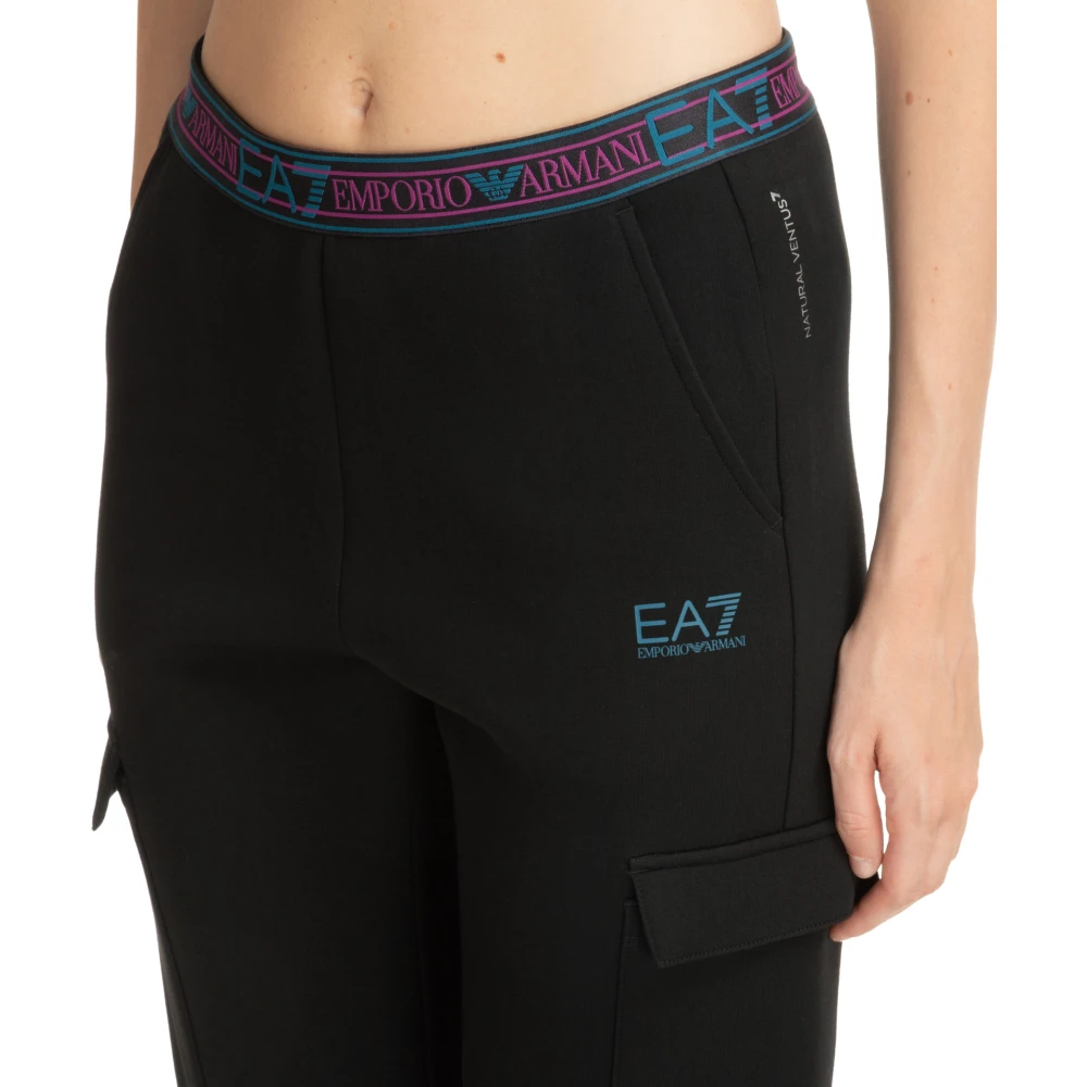 Emporio Armani EA7 Elastische Taille Logo Sweatpants Black Dames