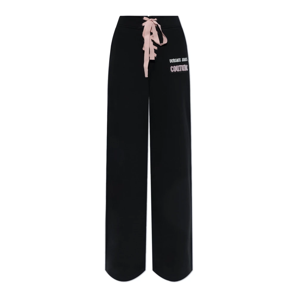 Versace Jeans Couture Sweatpants met glinsterende applicaties Black Dames
