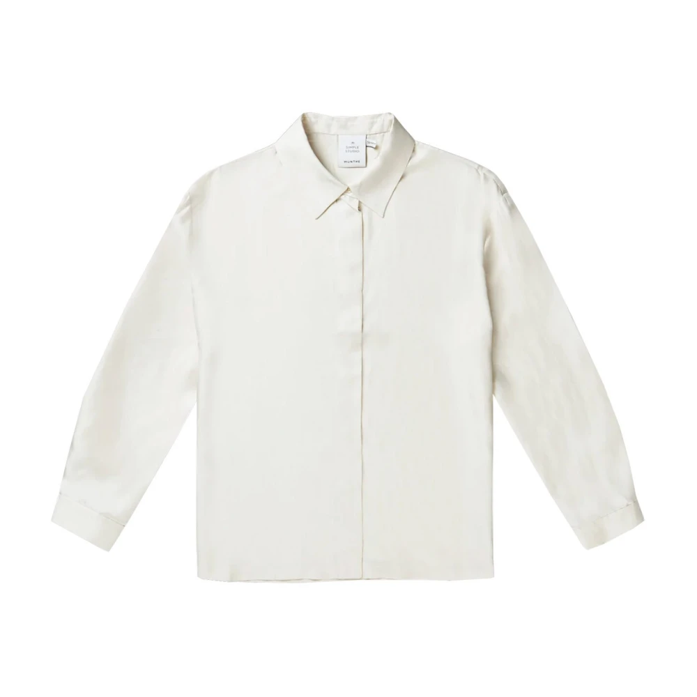 Munthe Zijden Klassieke Shirt Lalalu Top Beige Dames
