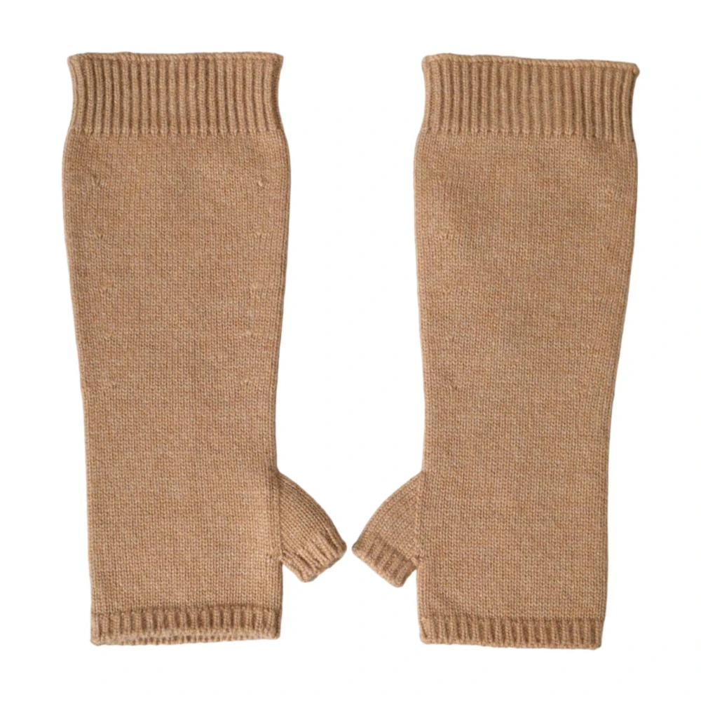 Dolce & Gabbana Luxe Cashmere Fingerloze Handschoenen Brown Dames