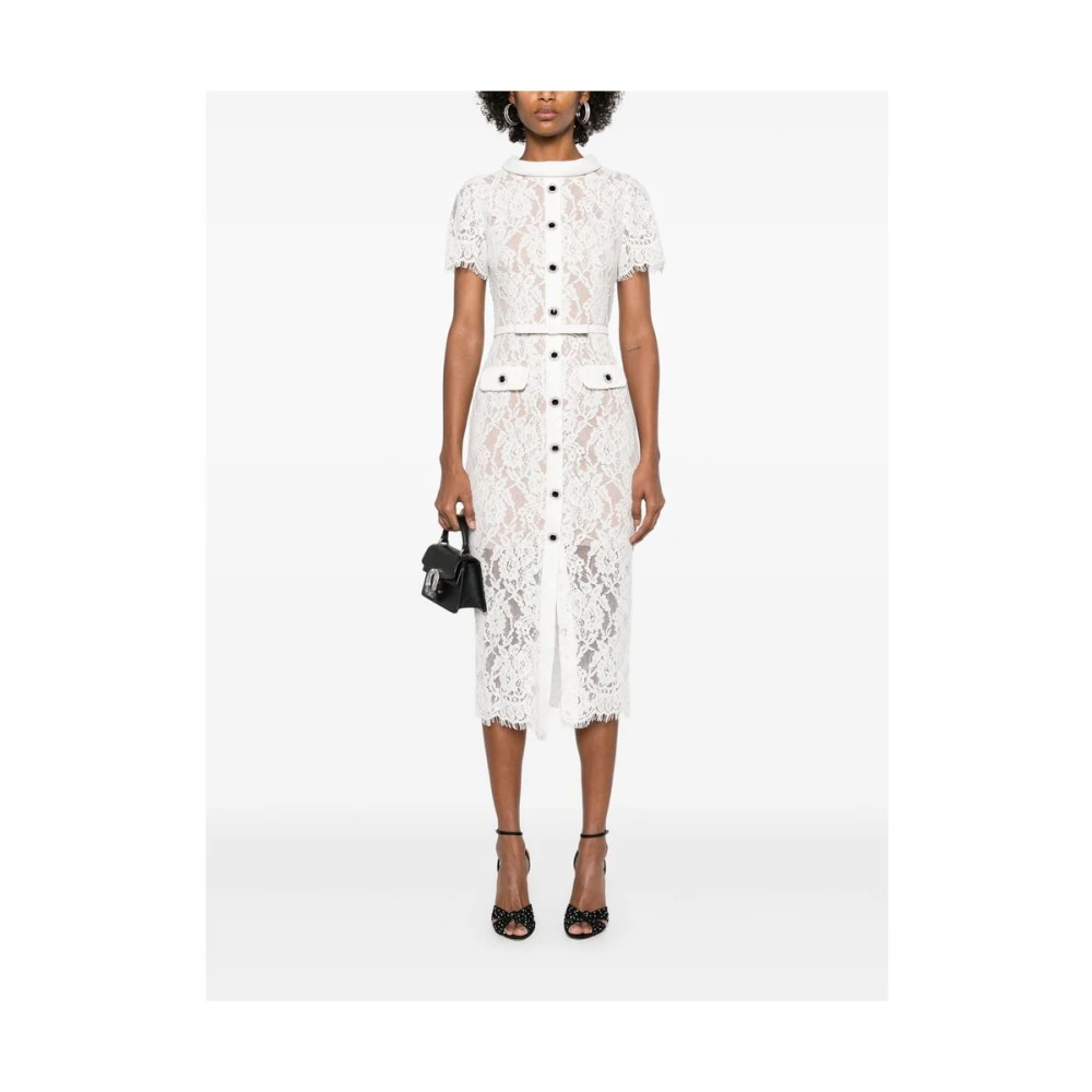 Self Portrait Witte Jurk met Kristalknoop en Riem White Dames