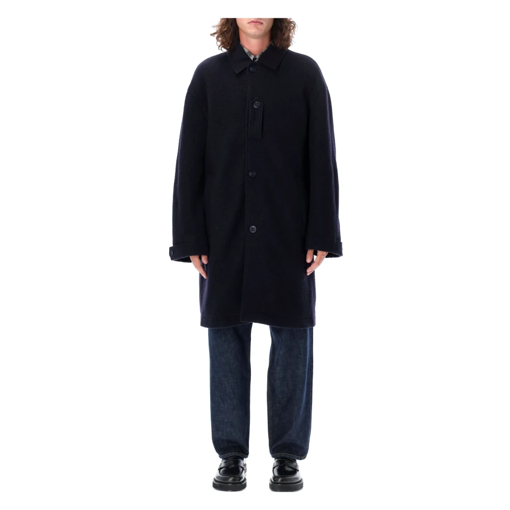 YMC You Must Create Marineblauwe wollen Marinejas Aw24 Blue Heren