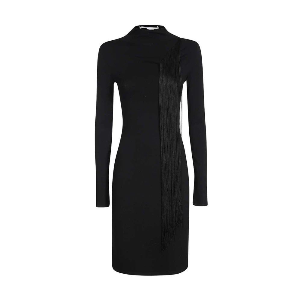 Stella Mccartney Fringed Viscose Jurk Black Dames