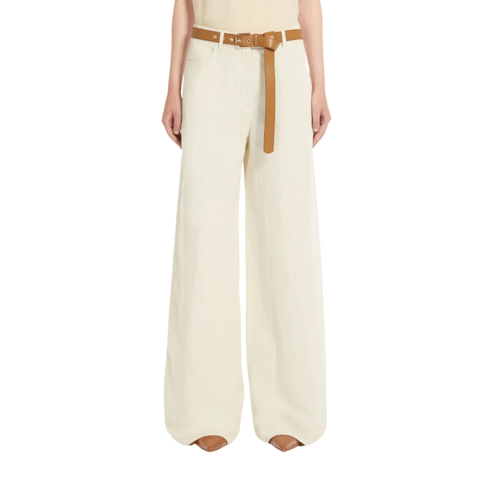 Max Mara Kobaltblauwe Broek Beige Dames