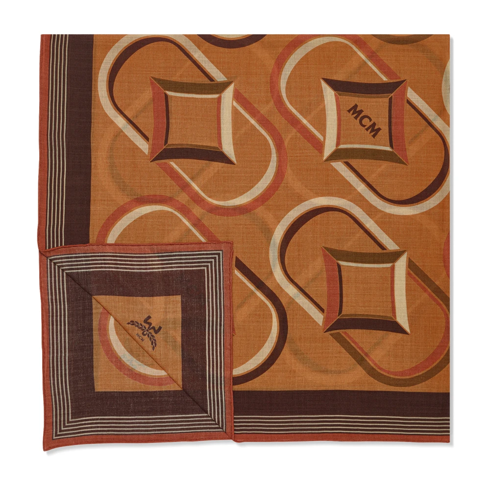 Mcm Brown Winter Scarves, Female, One Size, Diamond Monogram Wool Shawl