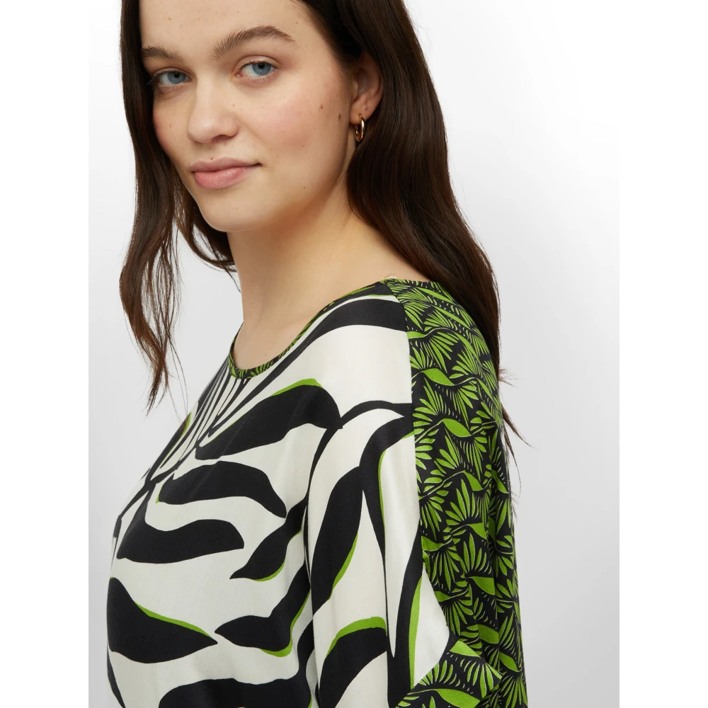 Fiorella Rubino Blouse met bladerenprint Black Dames