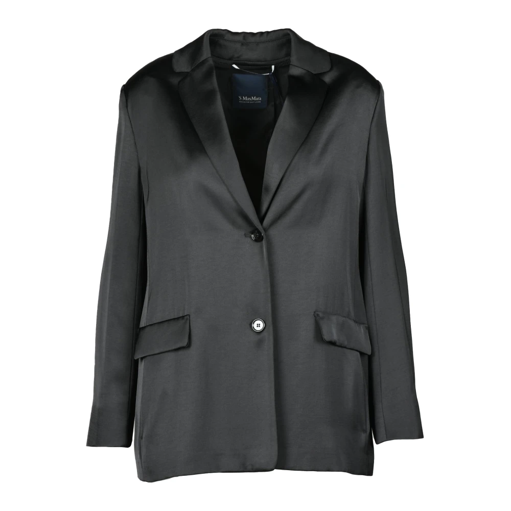 Max Mara Elegante Jas in Viscose Polyester Mix Black Dames