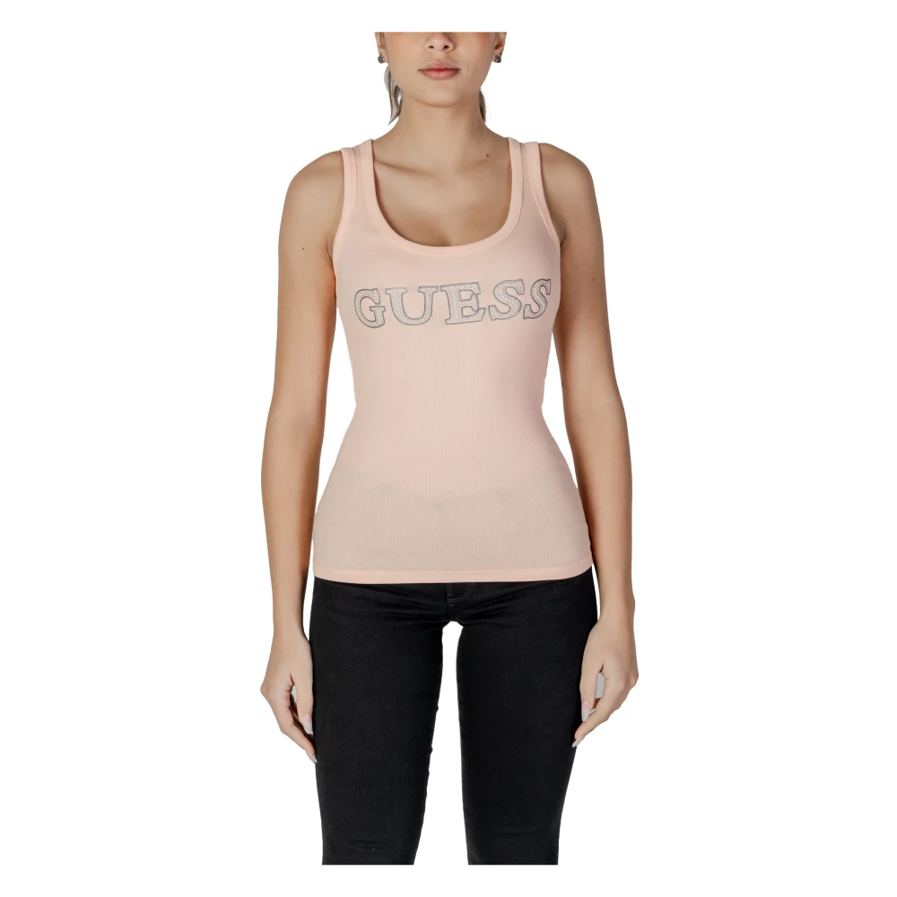 Guess Roze Mouwloze Tanktop met Print Pink Dames
