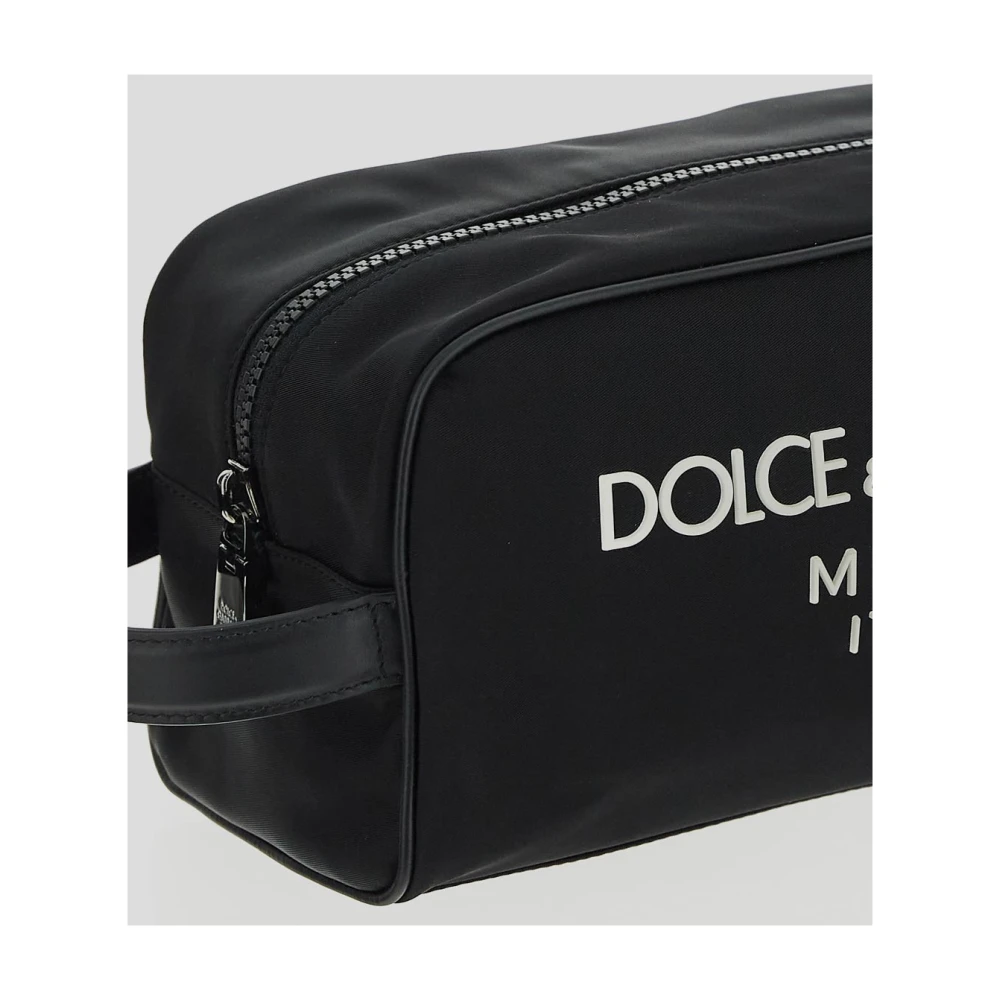 Dolce & Gabbana Nylon Logo Necessaire Tas Black Heren
